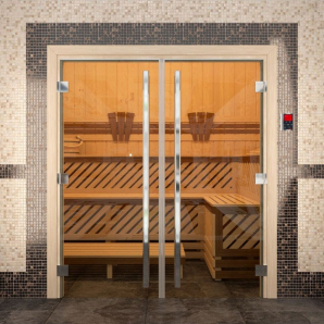 Стеклянные двери DoorWood Престиж двойные, стекло бронза, коробка ольха